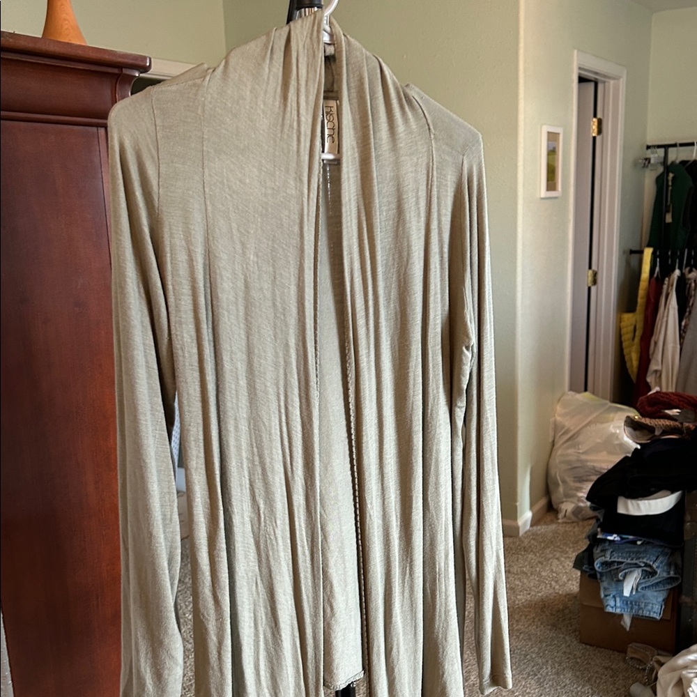 Kische Light Olive Open Front Cardigan
